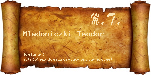 Mladoniczki Teodor névjegykártya